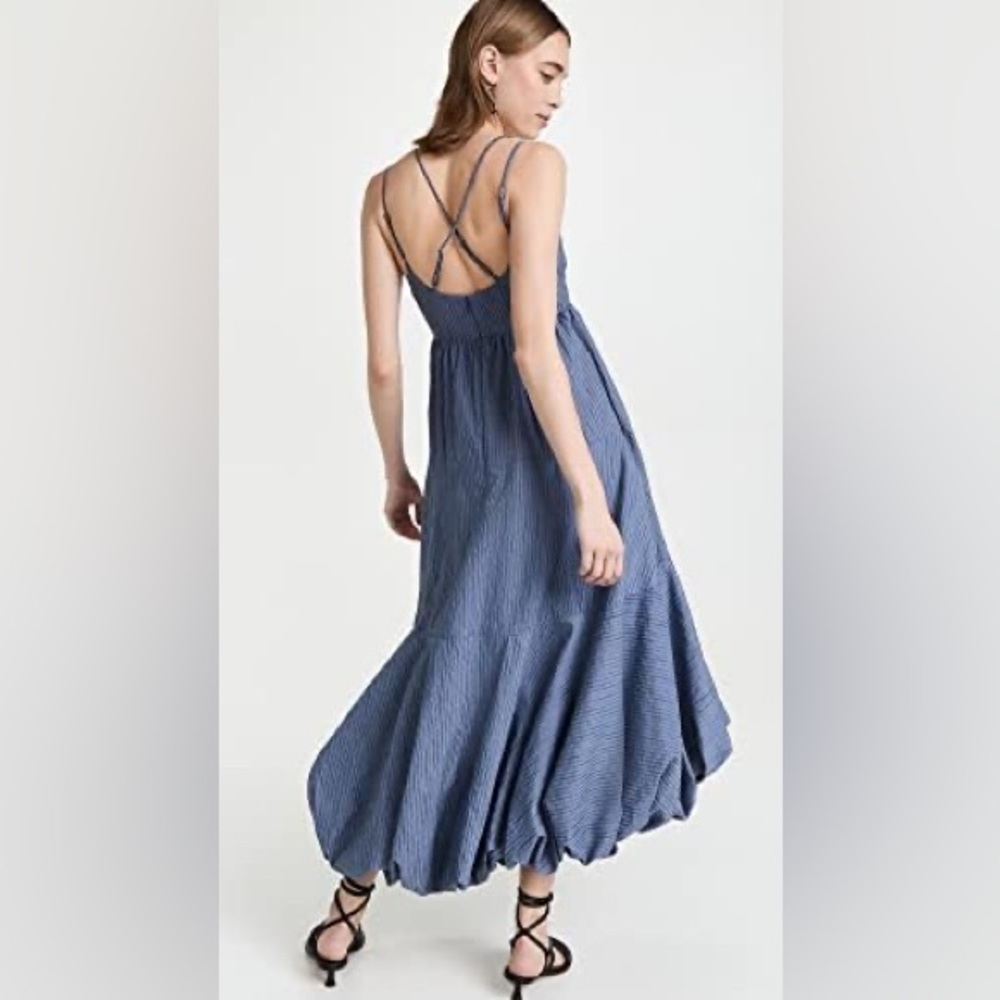 cinq a sept Blue Striped Midi Dress - Picture 3 of 10